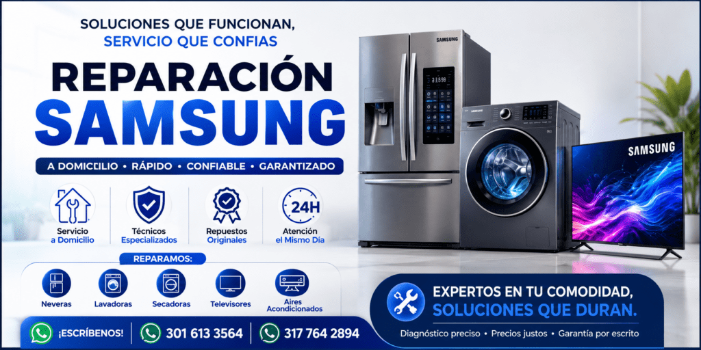 Repara Samsung a Domicilio Bogotá | Medellín |Técnicos Lavadoras ,Refrigeradores ,Tvs